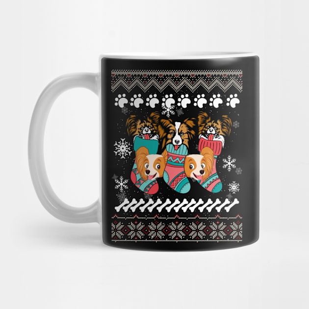 Funny Papillon Dog Paws Christmas Socking Gifts Presents by thuden1738